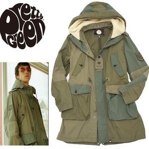SIZE LARGE: PRETTY GREEN GROSVENOR  MOD CONTRAST PANEL PARKA / COAT